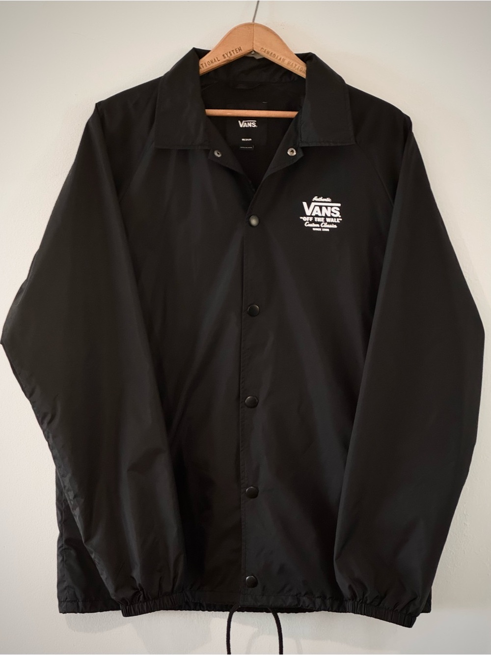Vans Black Windbreaker Jacket with White Logo - Men